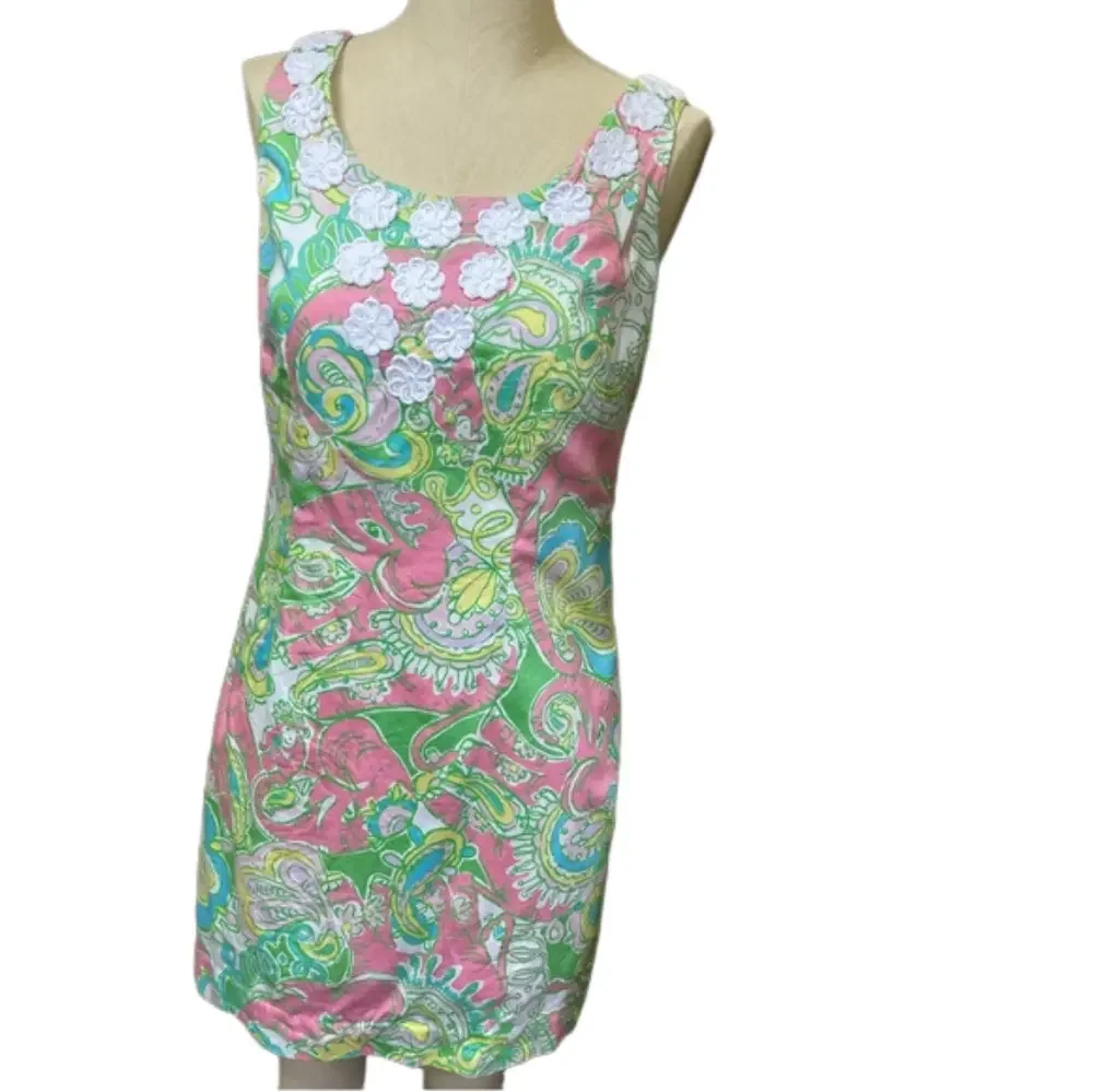 Lilly Pulitzer Nina Shift Dress Chin Chin Size 4 SIRENS - Picture 2 of 13